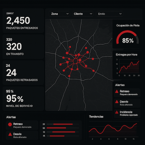Dashboard con métricas y mapa vivo